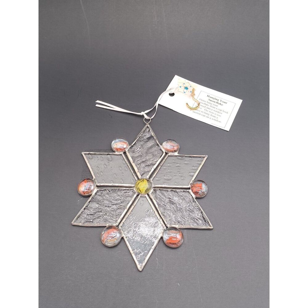 Glass Window Suncatcher Art fused snowflake Ornament Christmas Clear Dan Hayward